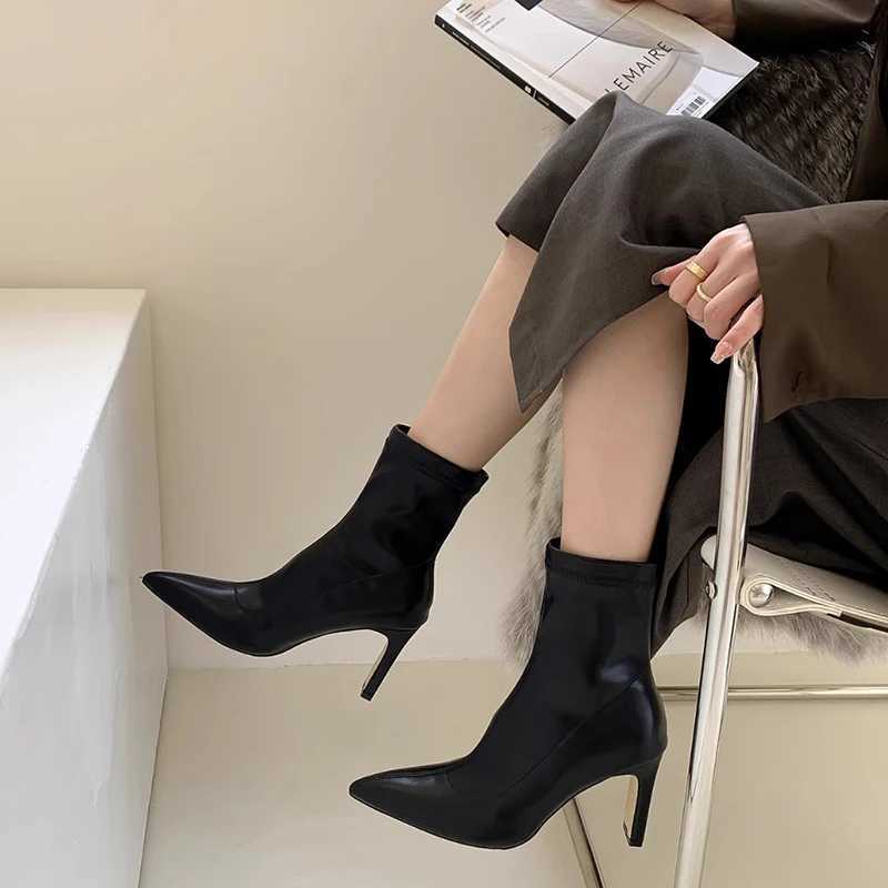High Heel Women Slim Ankle Boots Fi Elegant Pointed Toe Short Booties Spring Autumn Womens Street Style Shoes XJ250807