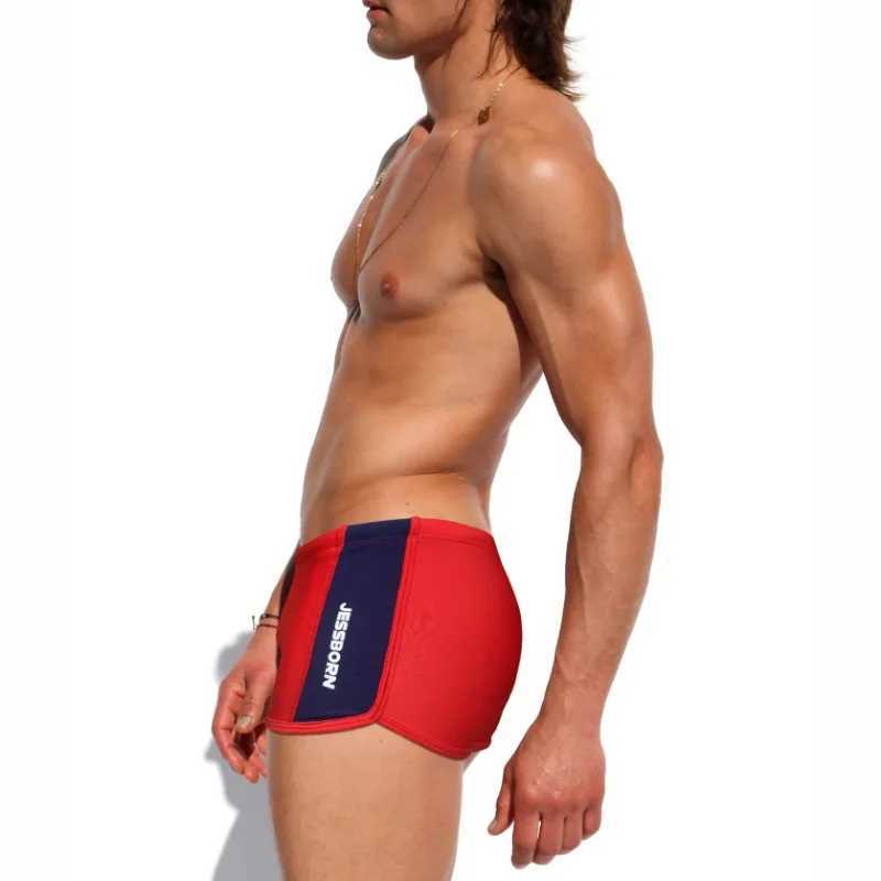 Summer Mens Brand Swimsuit Low Waist Swimming Shorts Backbone Splicing Sports Beach Swimsuit Sexy Set Surfing Fitness M250218