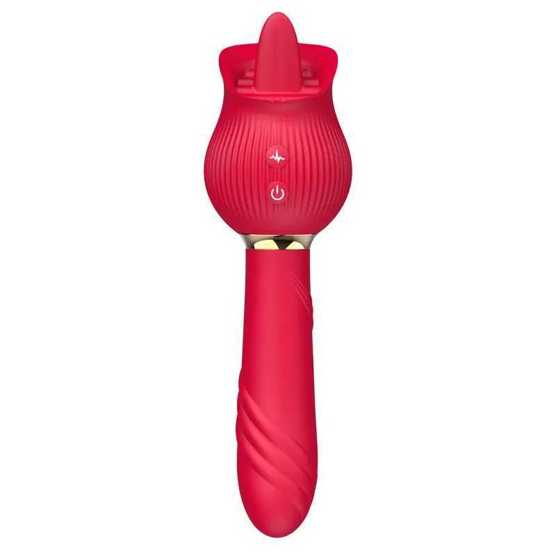 Female Masturbation 12 Modes Silicone Wand G Spot Vibrator Rose Tongue Licking Clit Stimulation Sex Toys for Women Adult ProductXJ250218
