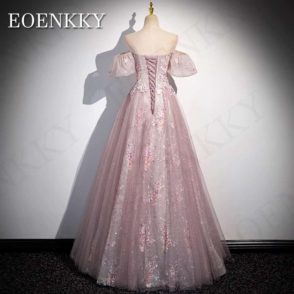 Ral Glitter Print Prom Dress Elegant Beading Off Shoulder Tulle Special Events Ocn Dresses Wers Appliques Shining es