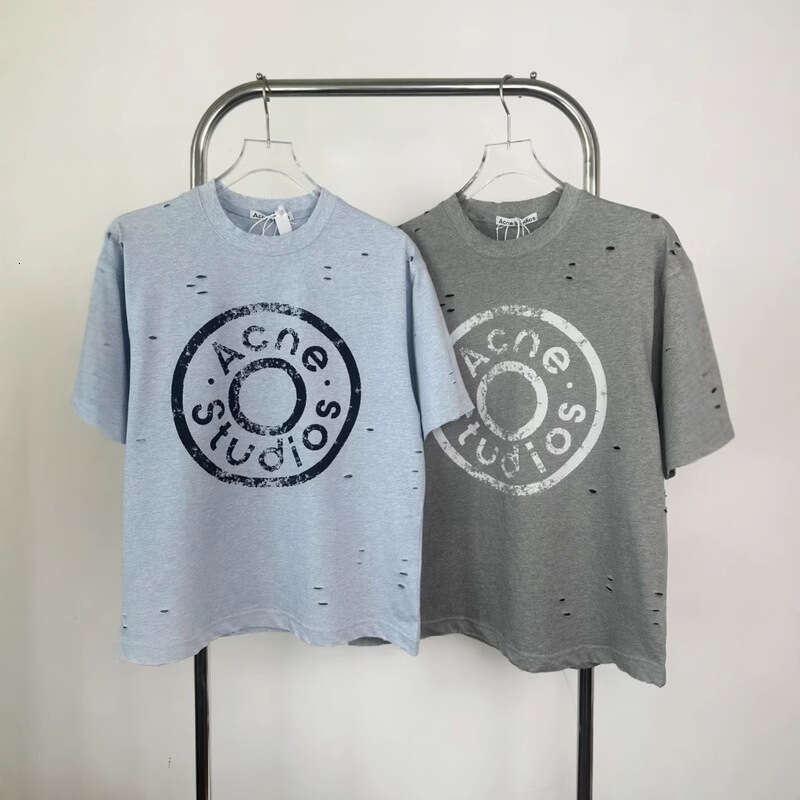 American high street summer washed distressed letter printed short sleeved loose casual unisex T-shirt