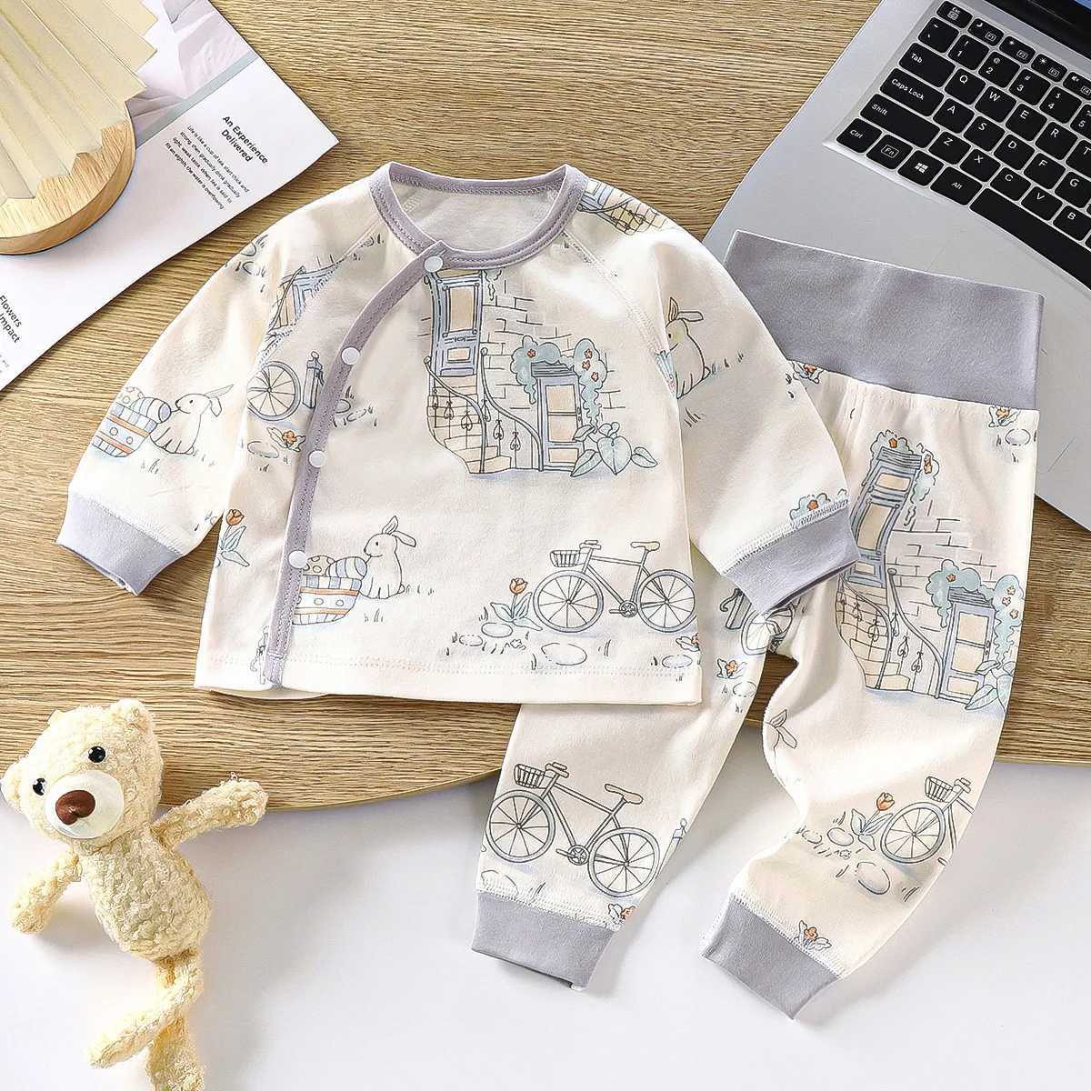 Autumn Newborn Girls 2PCS Sleepwear Set Printed Long Sleeve Base Top Suits High Waist Skinny Leegings Infant Girl Outfit W250218