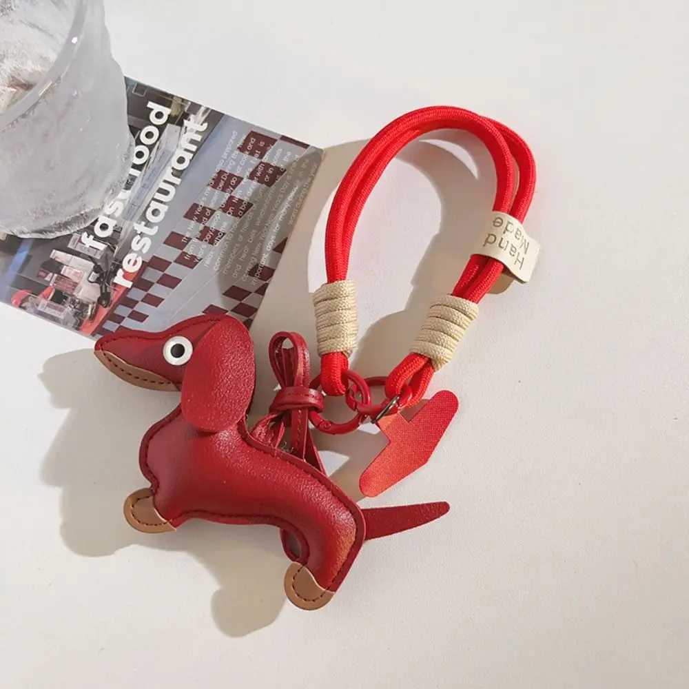 Keychains Lanyards Mini Sausage Dog Keychain Braided Hanging Rope Cute Cartoon Animal Decoration Puppy Doll High Quality H250217