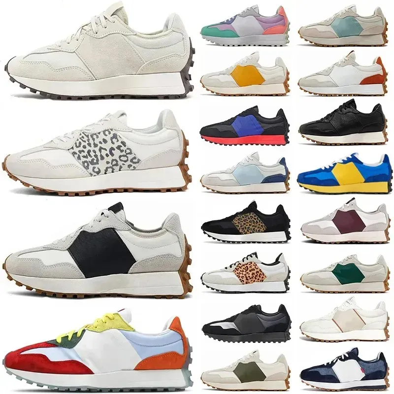 9 days arrived Brand name 327 womens new running shoes Designer casual shoes leopard print blue fashion sports skateboard composite khaki sea salt spots