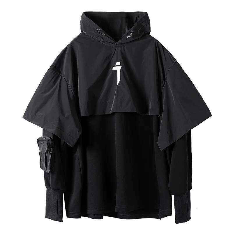 11 BYBB'S DARK Fake two Pieces Hoodie Techwear Men 2022 Embroidery Pullover Sweatshirts Patchwork Hip Hop Streetwear Hoodies