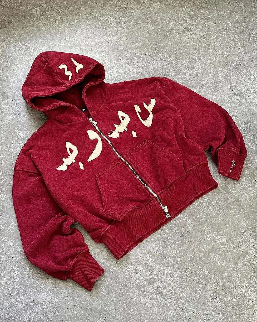 Short zipper jacket cardigan sweatshirt oversize printed letters niche punk couple loose washed retro high street style top