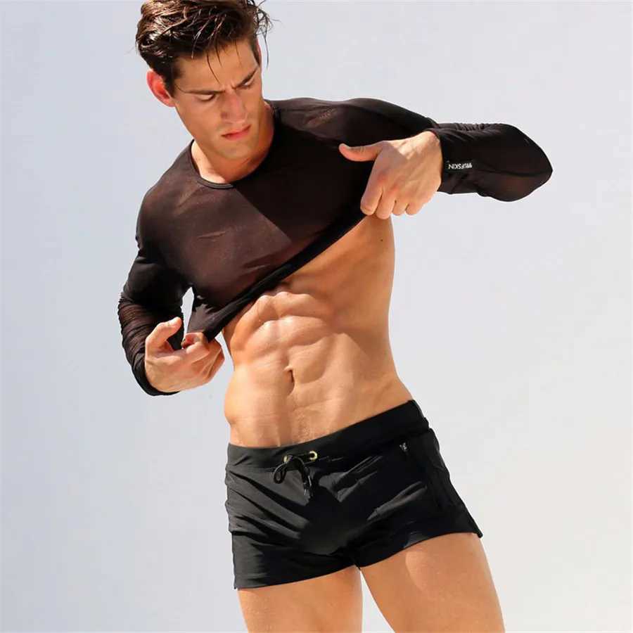 Swimsuit for Men Swimwear Boxer Shorts Summer Beach Surf Board Sexy Gay Penis Pouch Winter Swimming Sungas De Praia Men M250218