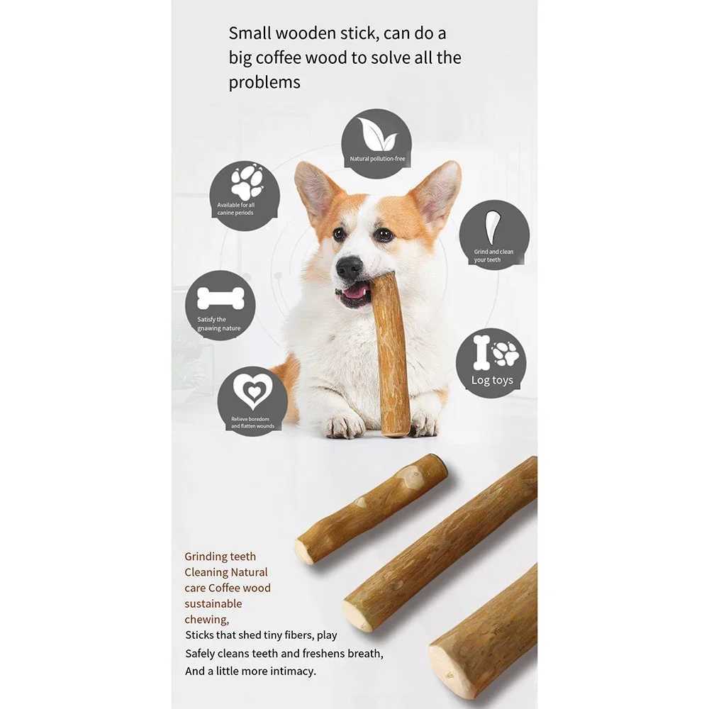 Others Dog Toys Chews FZCSPEED Coffee Wood Dog Chewing Toy Dog Wood Chewing Stick Used for Tooth Stress Reduction Pet Toys H250217