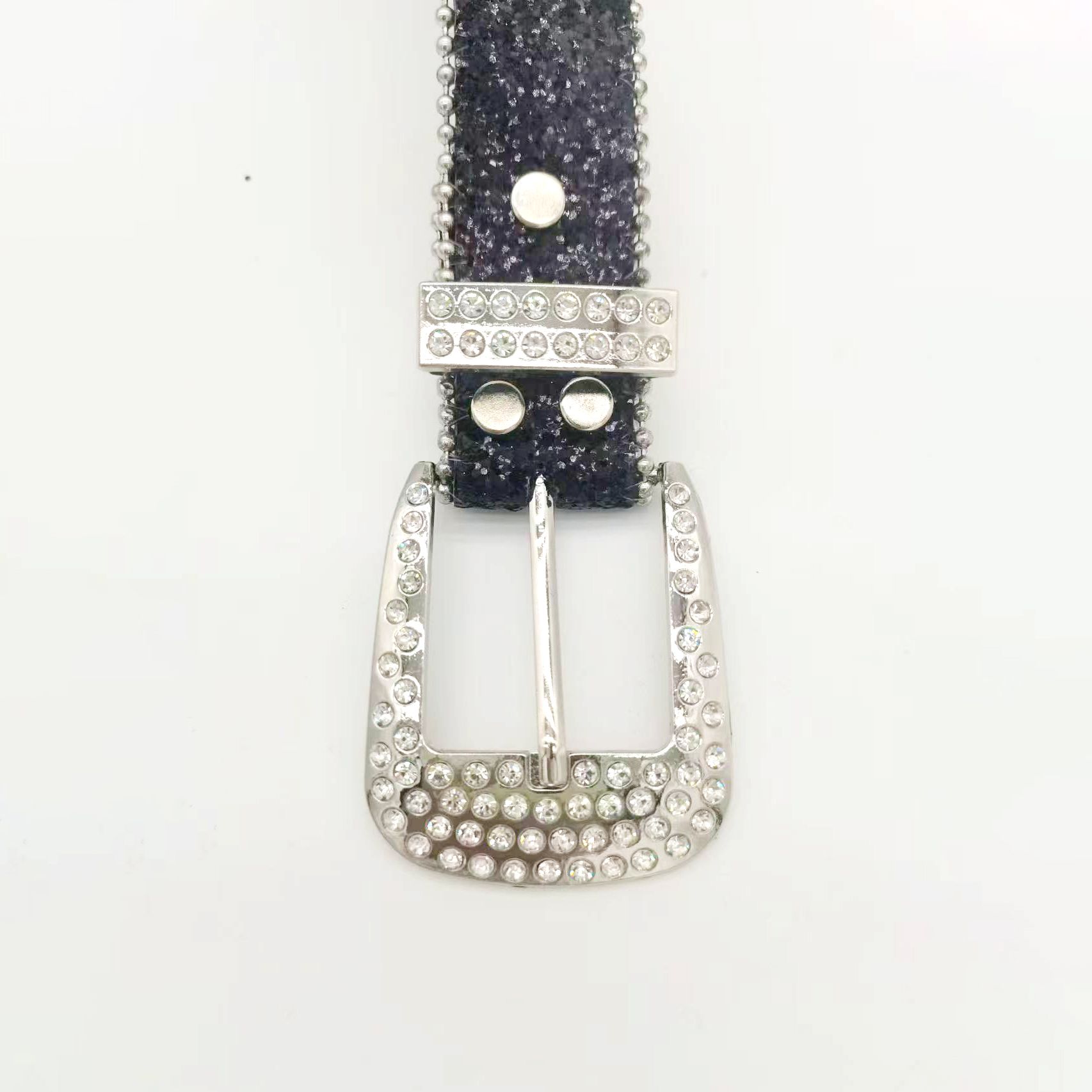 Chic Luxury Pu Belt Featuring Intricate Silver Crystals and Gothic Skull Design - Perfect Blend of Edgy Charm