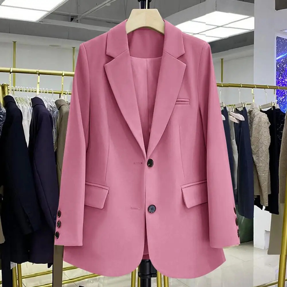 Blazer Coat Women OL Spring Summer Elegant Office Lady Loose Thin Long Sleeved AllMatch Casual Jacket Suit 250213