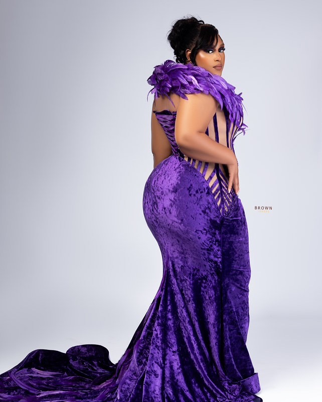 Aso Ebi 2025 Purple Mermaid Prom Dresses Feather Beaded Velvet Sheer Neck Evening Formal Party Second Reception Birthday Gowns Dress For Special Occas