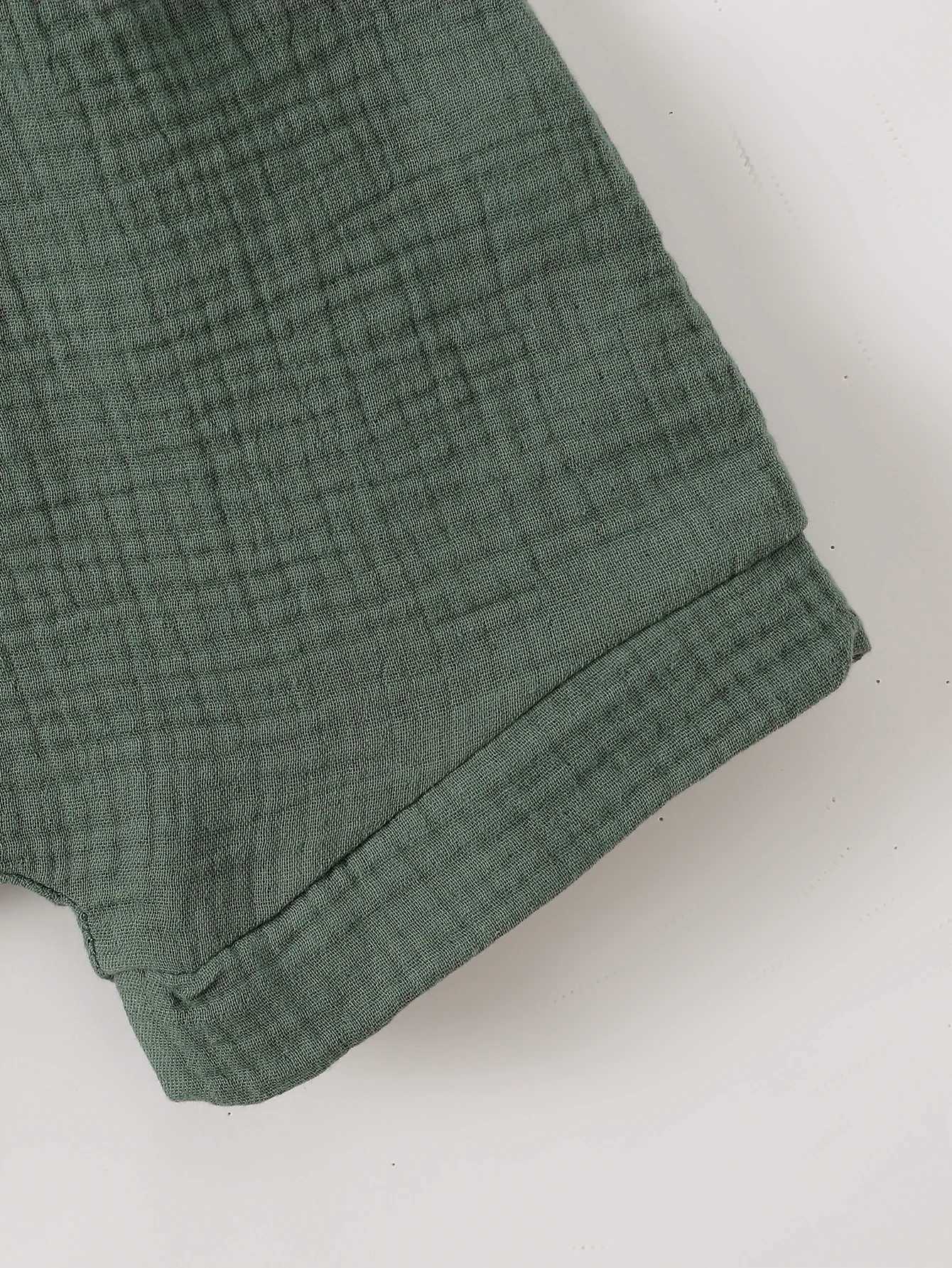 Baby Boy Fashionable Casual Summer Top And Shorts Set In Textured Fabric With Pockets W250218