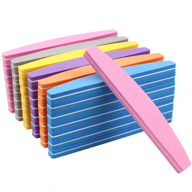 60Pcs Nail File Sponge 100/180 Mix Color Nail Art Polisher Block Washable Double Side Nail Buffer For Finger Polish UV Gel File 250214