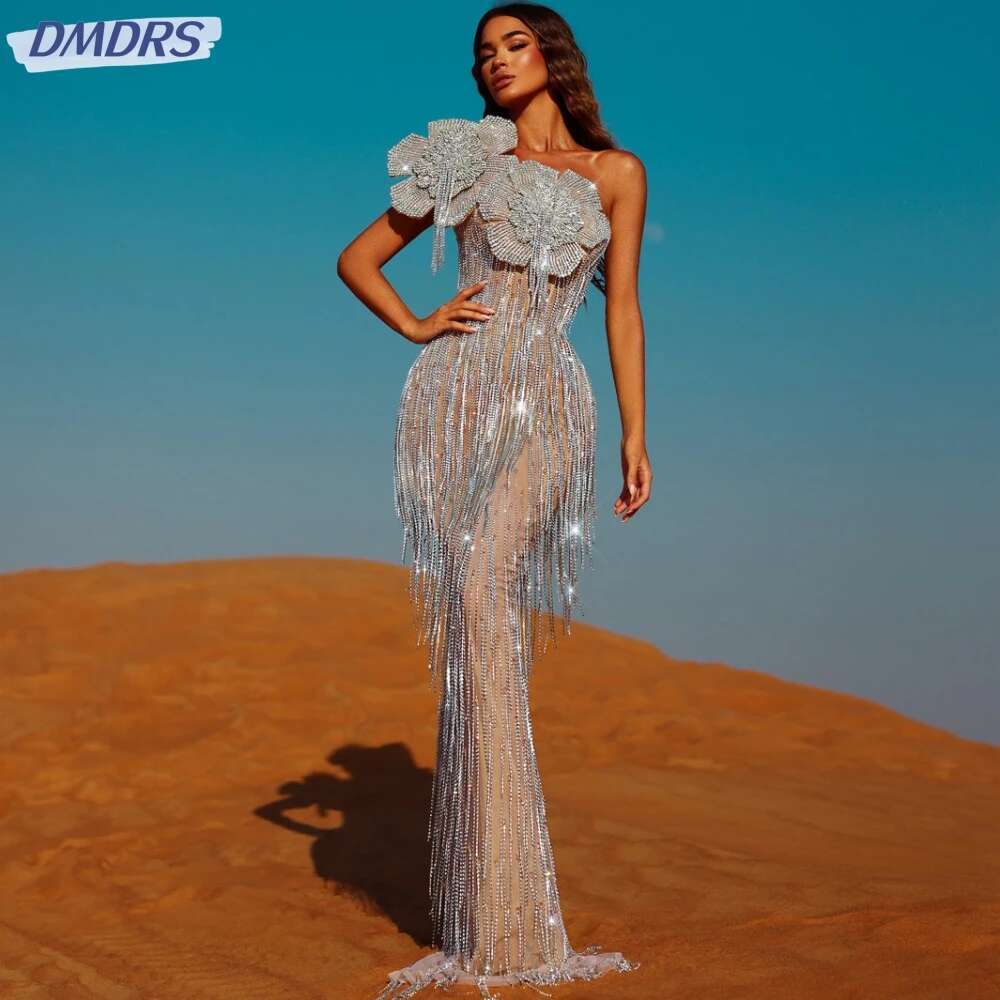 Made Hand Beads Tassel Prom Gown Sexy Illusion Tail Dresses D Wer Evening Dress Customized Robe De Mari E ress e