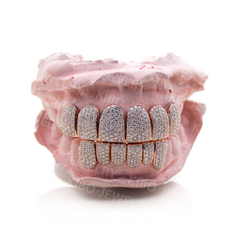 Custom fashion jewelry 10K/14K Solid Gold Grillz Teeth Iced out VVS Lab Grown Natural Diamond Grillz for Teeth