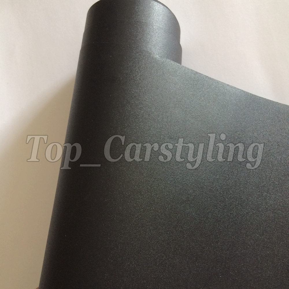 Premium Sanding Black Vinyl Wrap Sticker Whole Shiny Car Wrapping Covering Film With Air Release Initial Low Tack Glue Self Adhesive Foil 1.52x18m 5X5