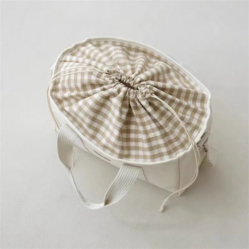 INS Korean Large Size Diaper Bag Women Drawstring Storage Mommy Lunch Bag Canvas Bear Cartoon Travel Shoulder Bag 250218