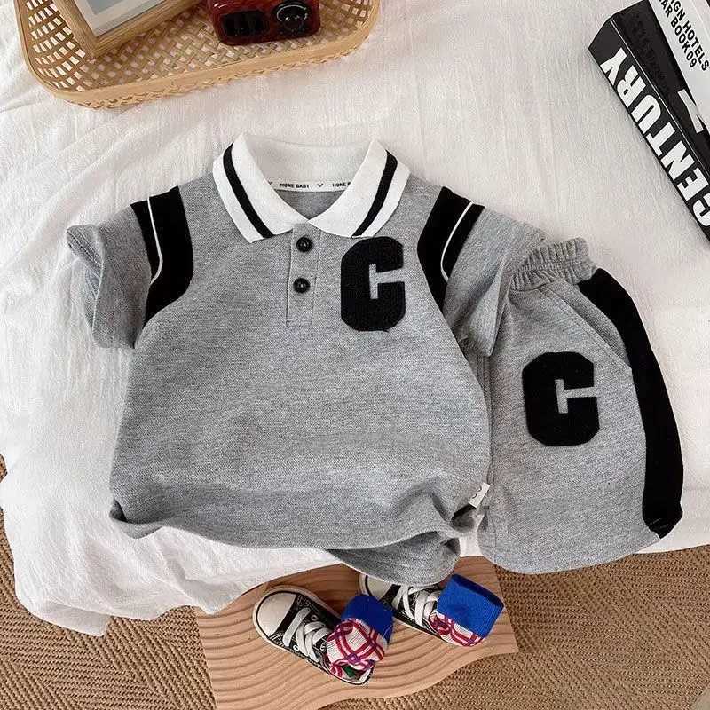 New summer baby girl clothing set childrens boys fashionable T-shirt shorts 2 pieces/set childrens casual sports clothing childrens track and field cl