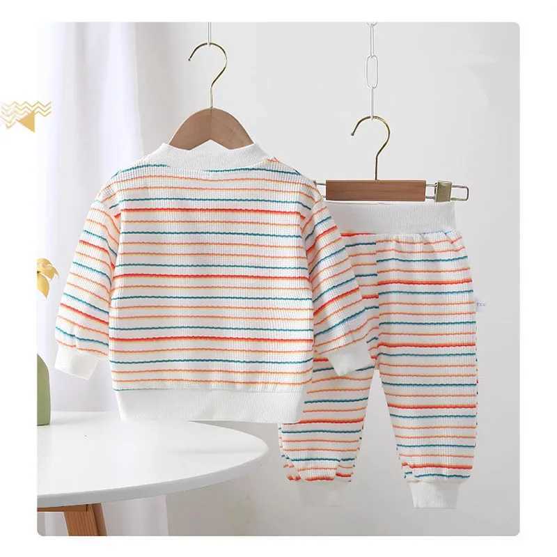 MILANCEL New Spring Baby Clothes Set Cute Striped Bear Infant Sweatshirt Suit Thin Sle Toddler Outfit W250218