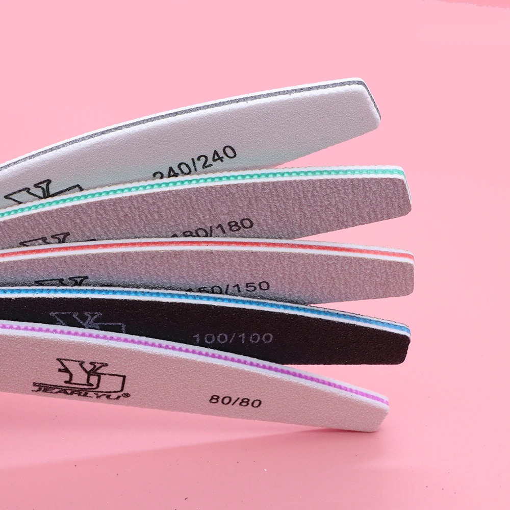 25/50 Pcs/Lot Half Moon Pringting Nail File Product Washable Acrylic Nail Files Tools Grit 80/100/150/180/240 For Nails Shop/DIY 250214