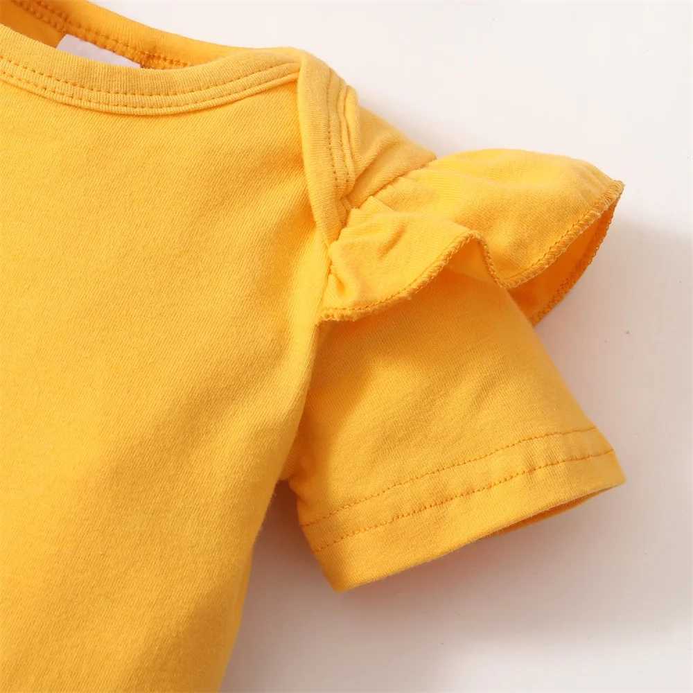 3-piece set of baby clothing solid color pleated short sleeves tight fitting clothes+floral short sleeves+headband cute summer clothing lasting 0-18 m