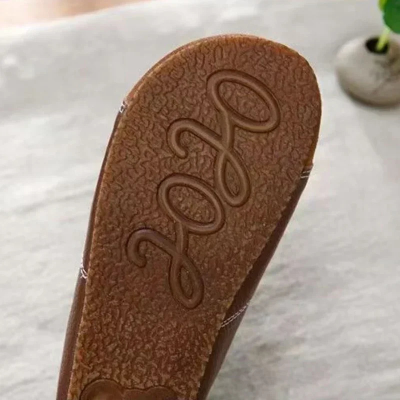 Moccasin Womens Shoes Half Slippers Flat Bottom Lace-Up Loafers Ladies Casual Outdoor Lazy Shoes Light Solid Color Flat Shoes 250214