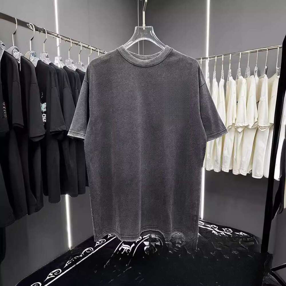 Summer Stir Fried, Washed, Made Of Old Stickers, Embroidered Hardware, Round Neck, Short Sleeved T-Shirt