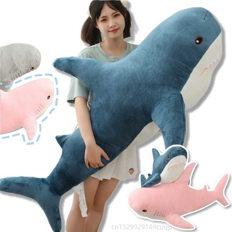 Cute Gaint Shark Whale Plush Doll Pillow Gray Blue Pink Shark Whale Plush Doll Home Decor Warm Hug For Girls BoysXJ250218