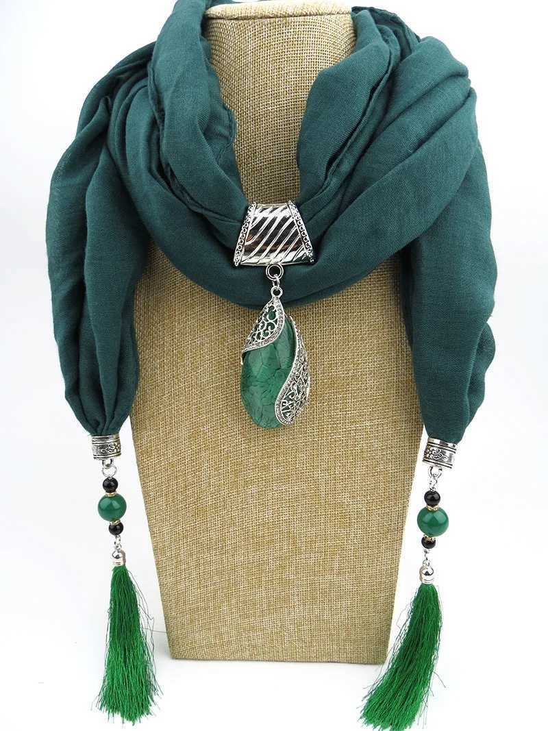 Cotton Linen Women Pendant Jewelry Scarf Fringed Long Solid Color Tassel Necklace Scarves Wr s For Women W250218