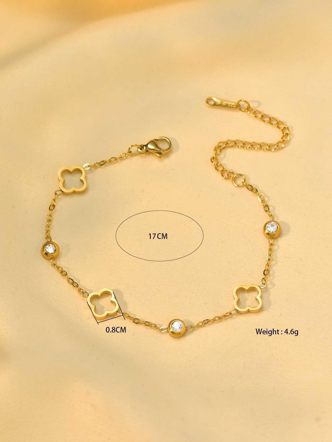 Pendant Necklaces 1 Piece Popular Lucky Stainless Steel Hollowed Out Flower Bracelet Necklace Ladies Fashion Jewelry for Daily Party Wear H250217