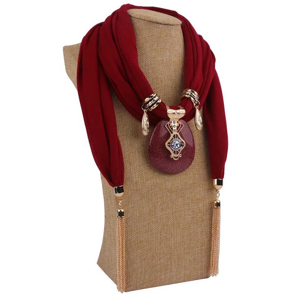 Fashion Women Solid Color Tassel Wr Scarf Multi-style Decorative Jewelry Necklace Pendant Scarf Hijabs Femme Head Scarves W250218