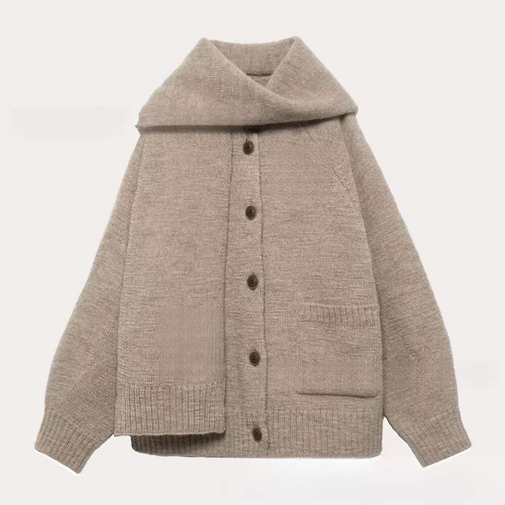 Embroidered Scarf, Wool Knit Cardigan, Sweater Jacket For Women