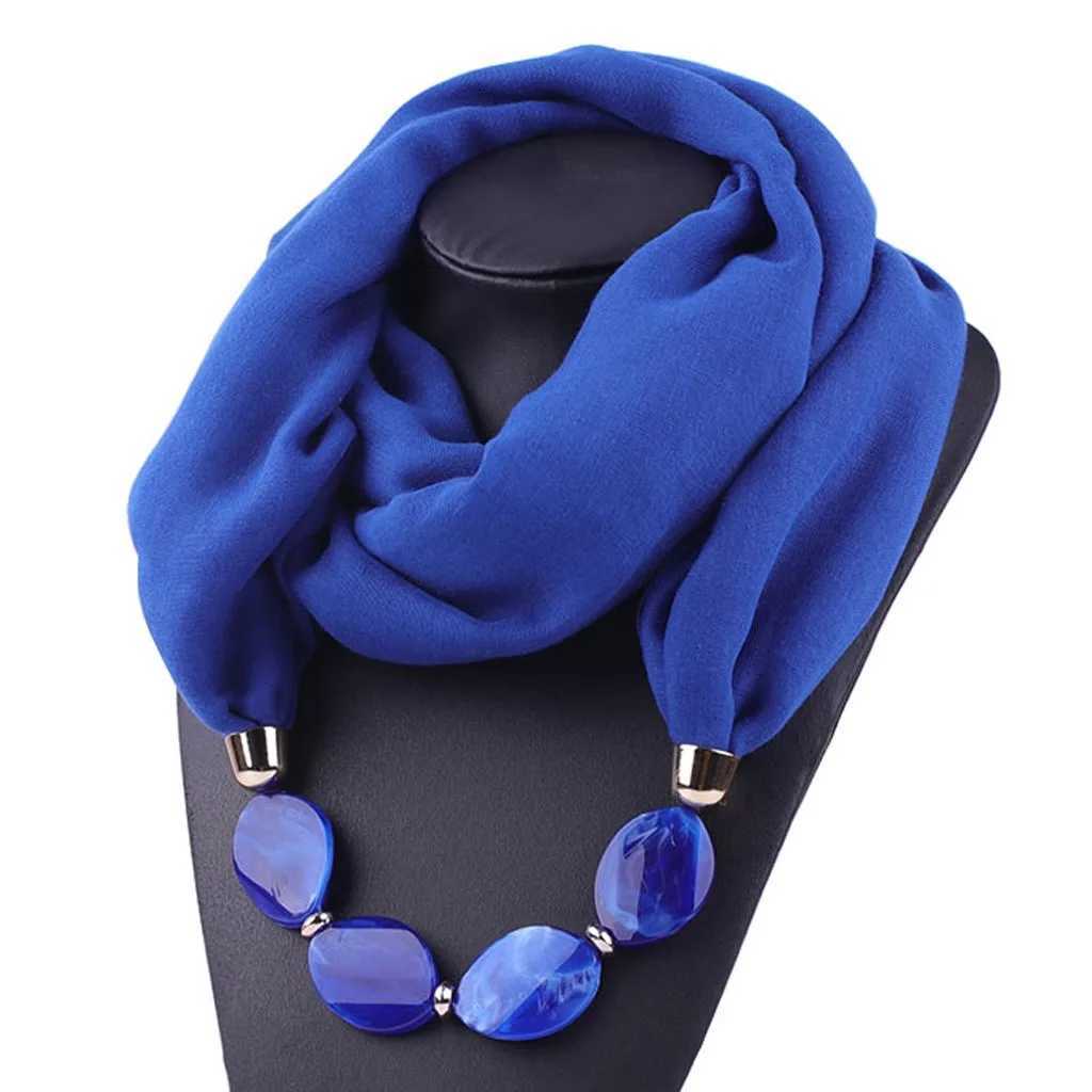 Solid jewelry bead pendant necklace scarf head scarf womens ethnic cotton linen Muslim headscarf Wrs Foulard womens W250218