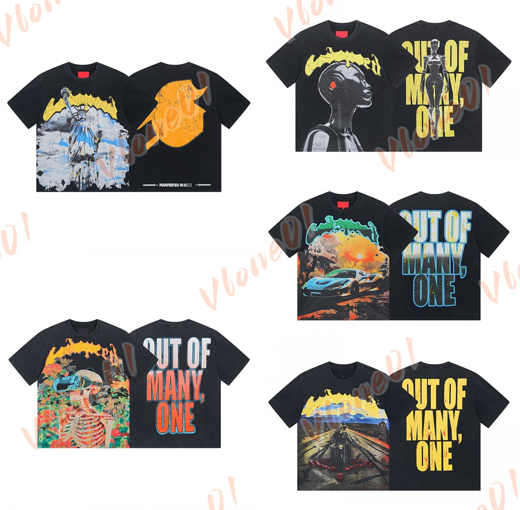 Mens Fashion T Shirt Vintage Washed Printting T Shirts Men Womens Hip Hop Short Sleeve Tees Designer Casual Tees Size S-XL