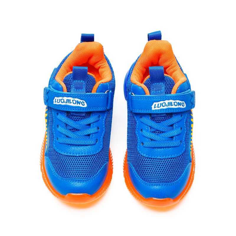 EXDINO Dinosaur 2-6 Childrens LED T-REX Mesh Autumn New Light Up Shoes Boys Little Kids Outdoor Casual Glowing Sports Sneakers Z250217