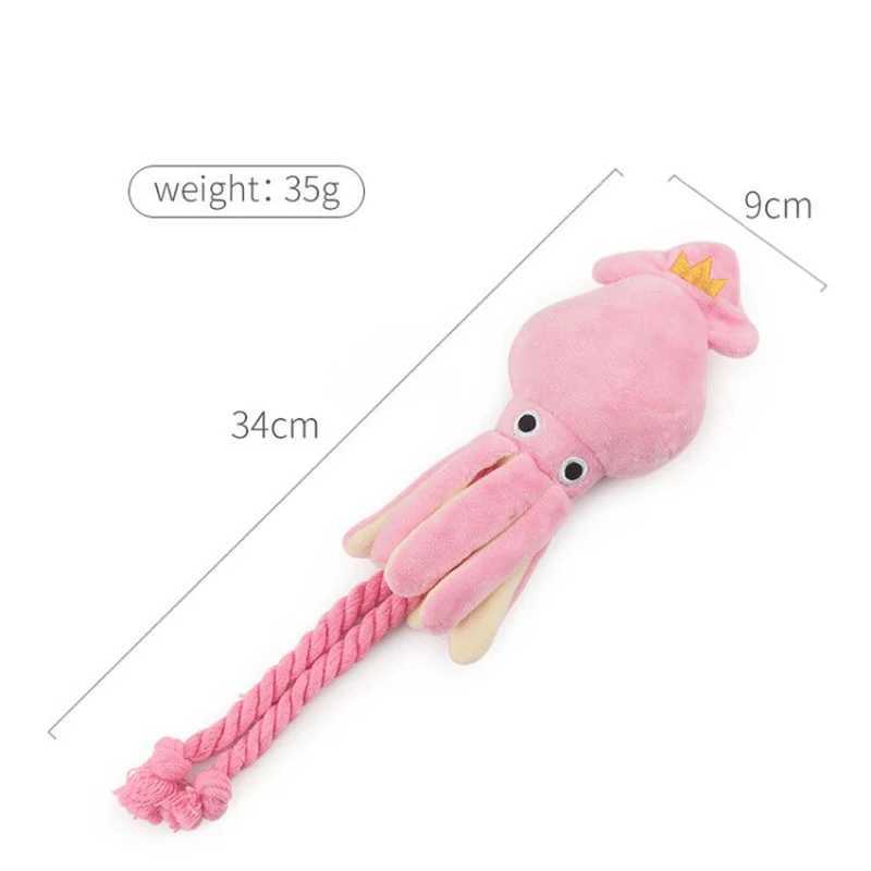 Others Dog Toys Chews Cute Squid Small Dog Toy Sound BB Plush Pet Puppy Rope Toys Pink Chew Squeak Toys For Cat H250217