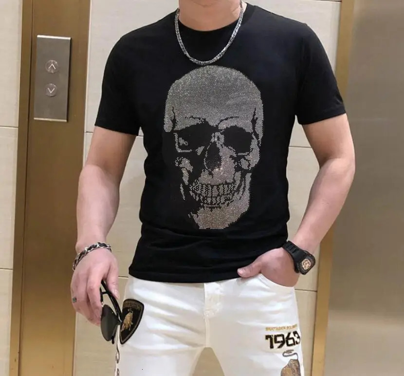 S-6XL Anime Graphic Men Dress TShirts Rhinestones Man Summer Fashion T-Shirts Streetwear Mens Clothing 250217
