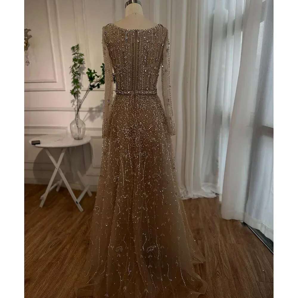 Arabic Dubai Designer Nude A E Beaded Evening Dresses Gowns Customize Party dresses