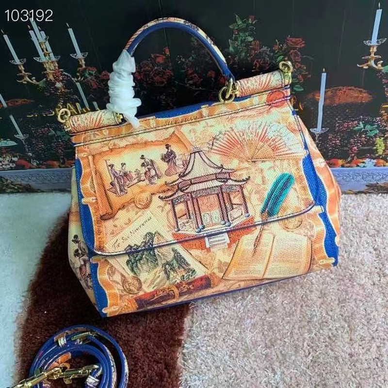 Designer Genuine Leather Printed High-End Women's Sicily Single Crossbody Carrying Fashionable Shoulder Bag