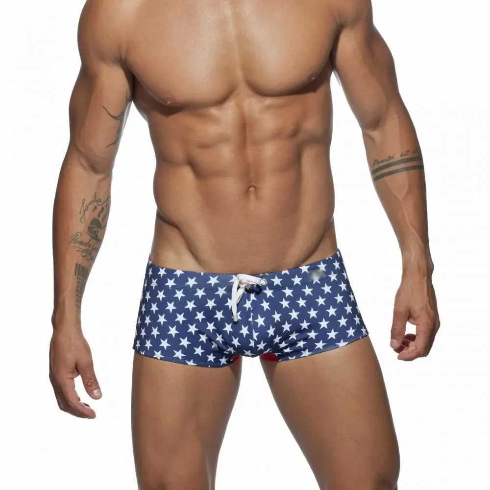Sexy Push Up Swimwear Men Star Low Rise Swimming Boxer Briefs Beach Short Surf Beach Jammer Surfing Trunks Beach Wear Swimsuit M250218