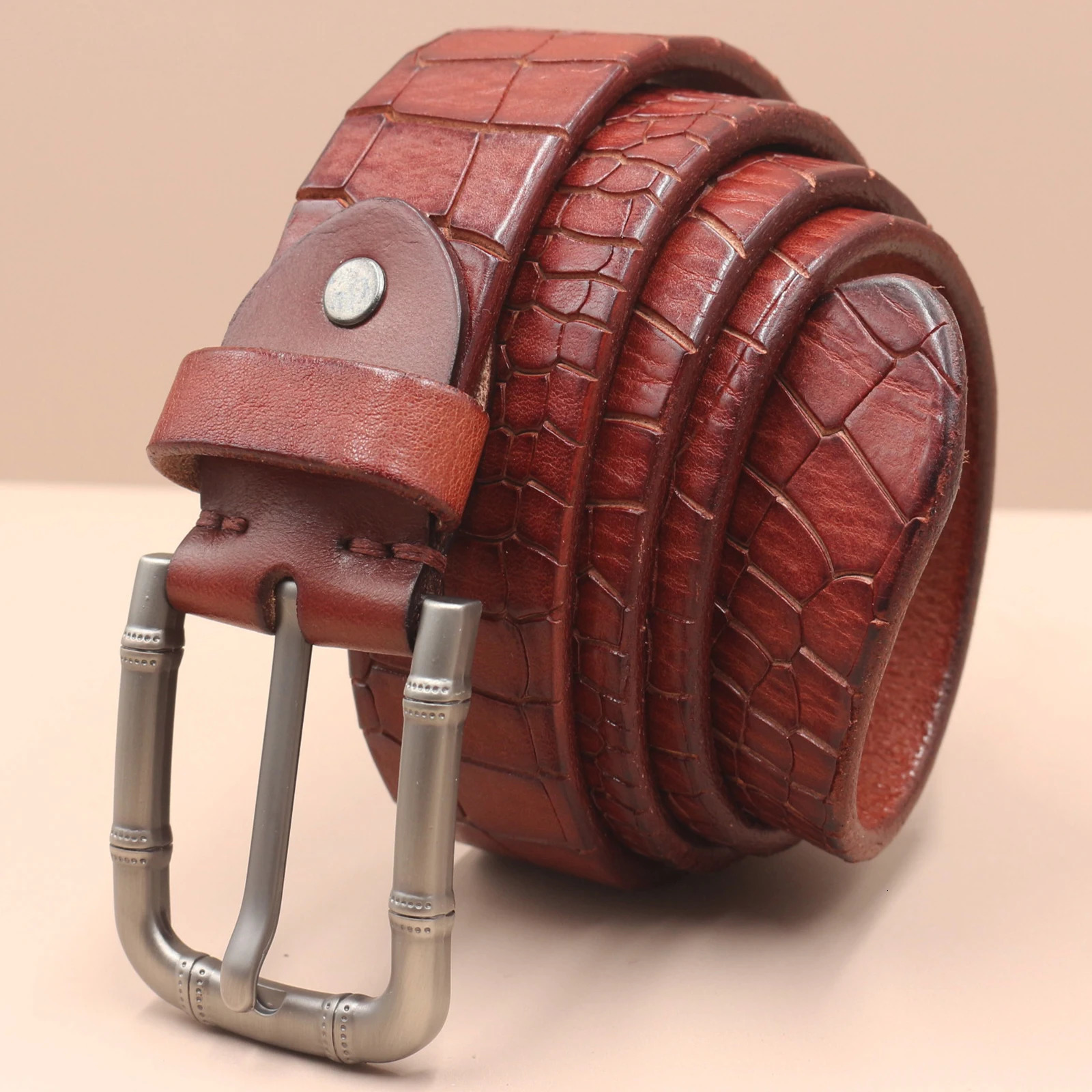 Handmade Retro Mens Leather Belt Simple Pin Buckle Jeans Belt Mens First Layer Cowhide Casual Belt 250213