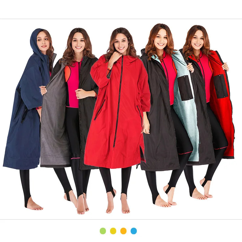 Waterproof Surf Changing Robe Outdoor Coat Fleece Lined Jacket Keeping Warm Dry Oversized Poncho for Swimming Surfing 250217