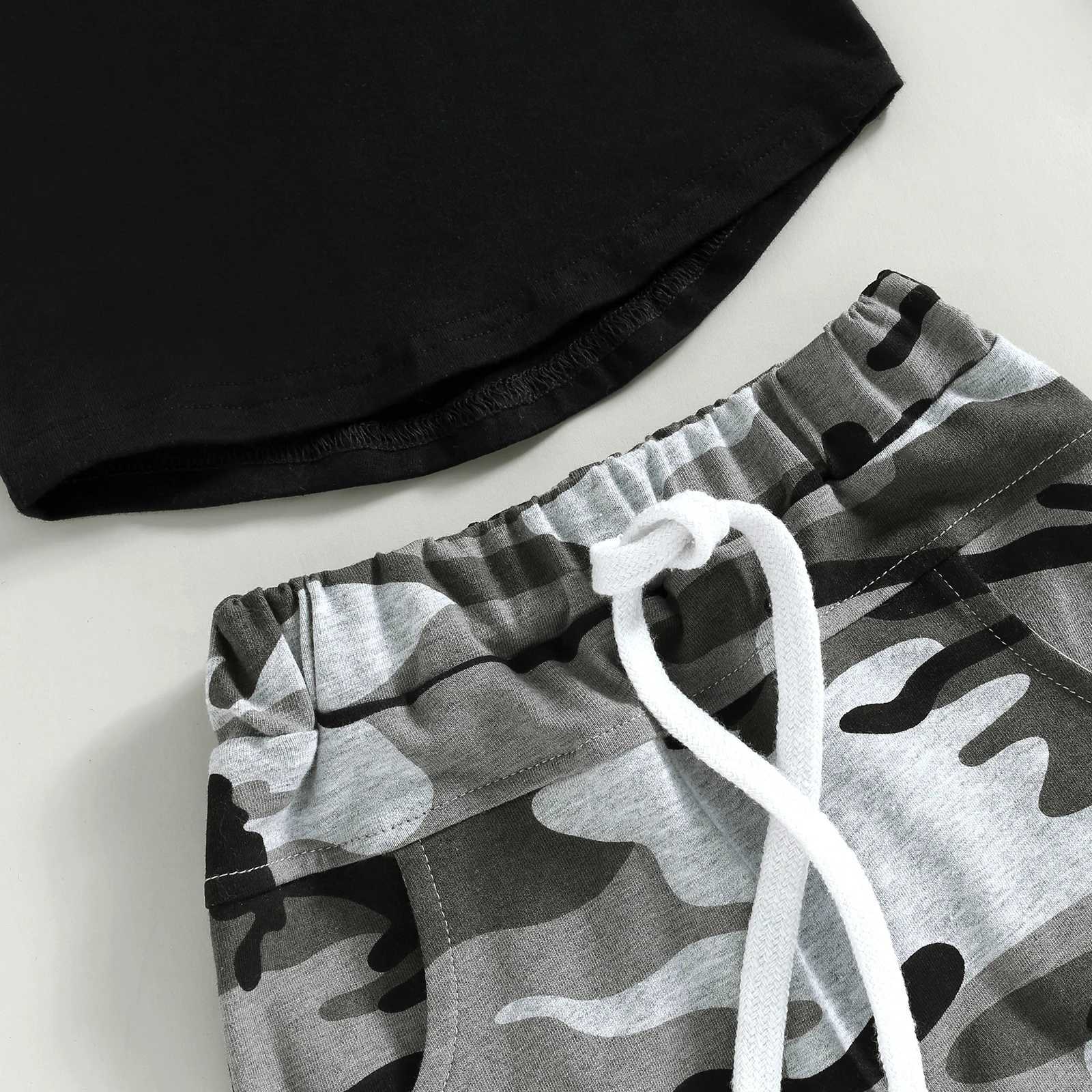 Infant Newborn Baby Boy Summer Clothes Outfits Pocket Hooded Sleeveless Tank Tops Camouflage Elastic Waist Shorts 2Pcs Suit 0-3T W250218