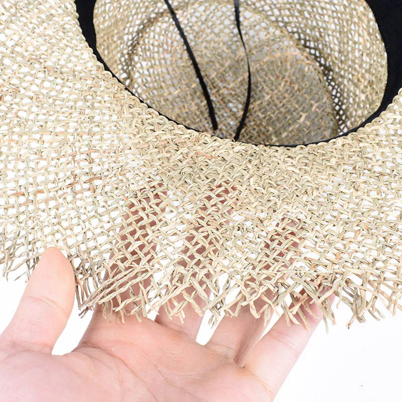Natural Grasses Panama Beach Sun Hat Woman Summer Straw Hat Travel Wide Brim UV Visors Protection Elegant Ladies Sunhat Cap 250218