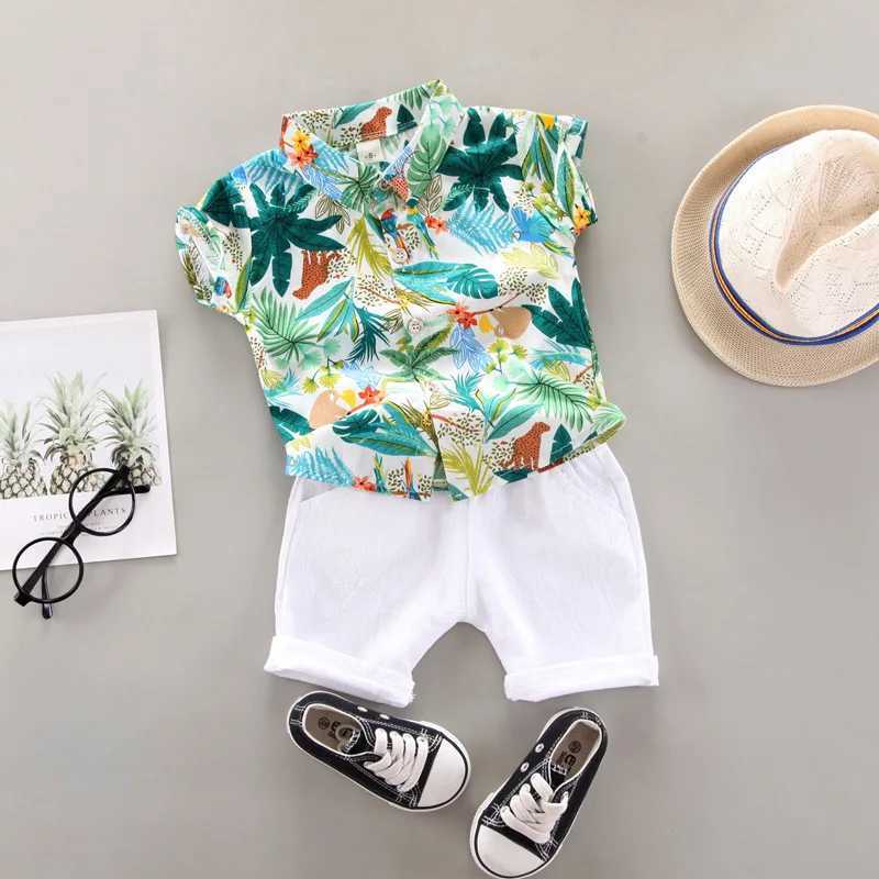 Baby clothing baby clothing 0-5 years old summer short sleeved set baby printed shirt casual shorts two-piece set W250218