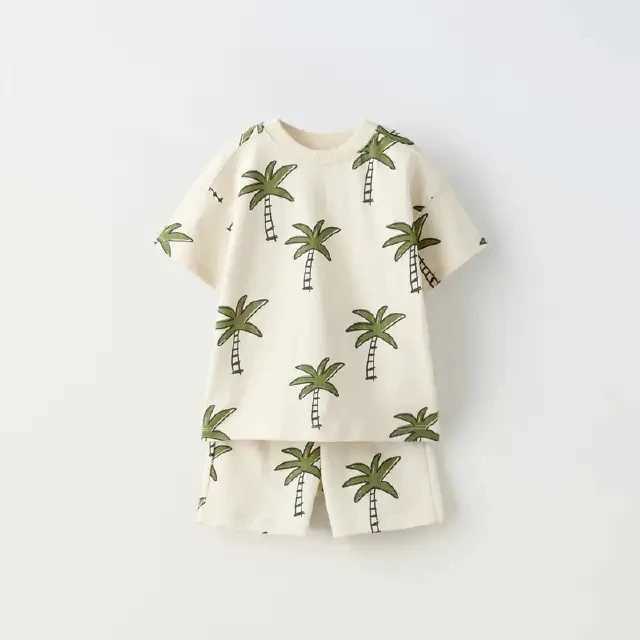 Kids Set Printed Childrens Clothes T-shirt Shorts 2pc/set Toddler Boys Short Sleeved Suit Kids Tracksuits W250218