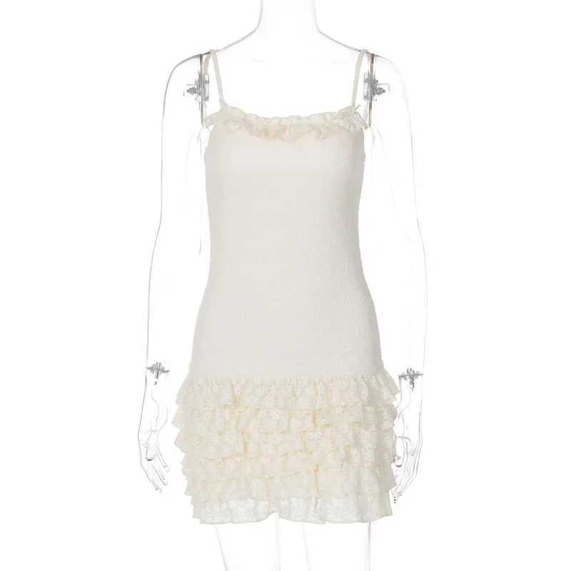 Basic Casual Dresses Lygens Spaghetti Strap Ruffles Slvlss Short WomenS Dresses Summer Casual Elegant Evening Party Bubble Fashion Clothing H25217