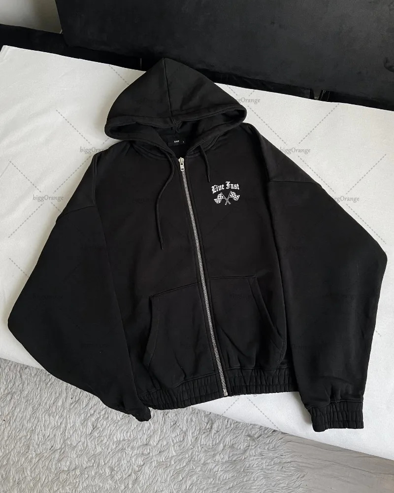 High Street Hip Hop Punk Rock Casual Loose Zipper Hoodie Men Retro Harajuku Y2K Fashion Versatile Oversized Sweatshirt Women 250214