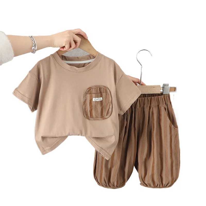 Summer childrens babys boys clothing sets striped short sleeved T-shirts casual clothing baby clothing 2PCS/set W250218