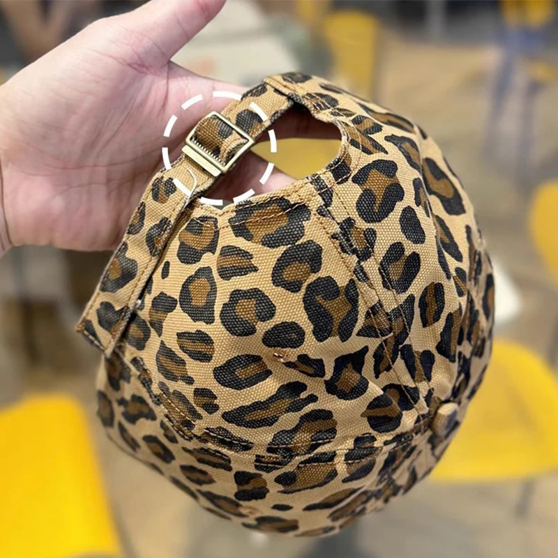 Women Retro Curved Brim Structured Leopard Print Sun Hat Trendy Cool Street Fashion Baseball Caps 250218